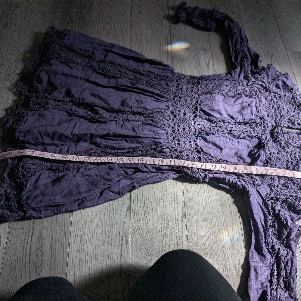 Johnny Was Jade Mitska Linen Blend‎ Lace Bohemian Plum Dress Size Small - Picture 5 of 9